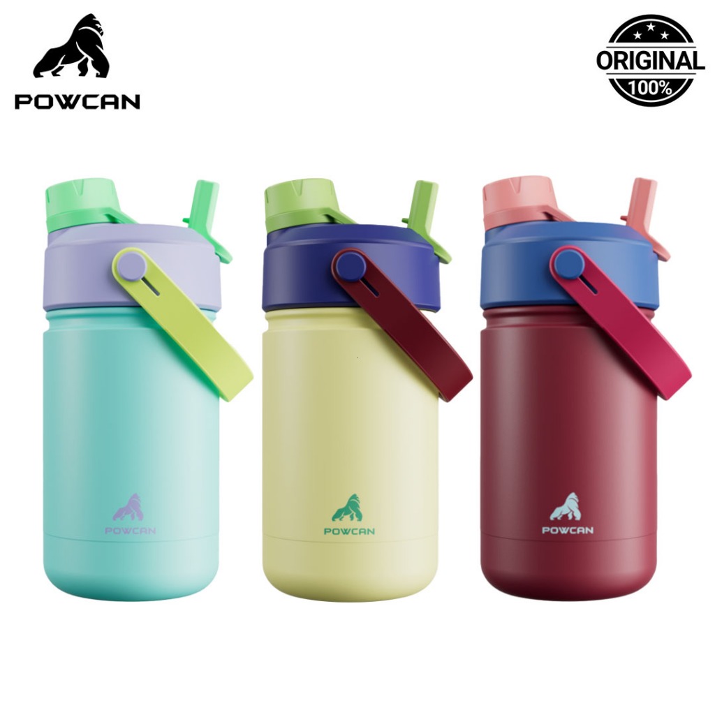 POWCAN 12oz (350ml),Gelas termos lucu untuk anak-anak, botol minum panas dingin stainless steel 304, dilengkapi dengan dua cara minum: sedotan dan mulut botol langsung,gelas air anti bocor
