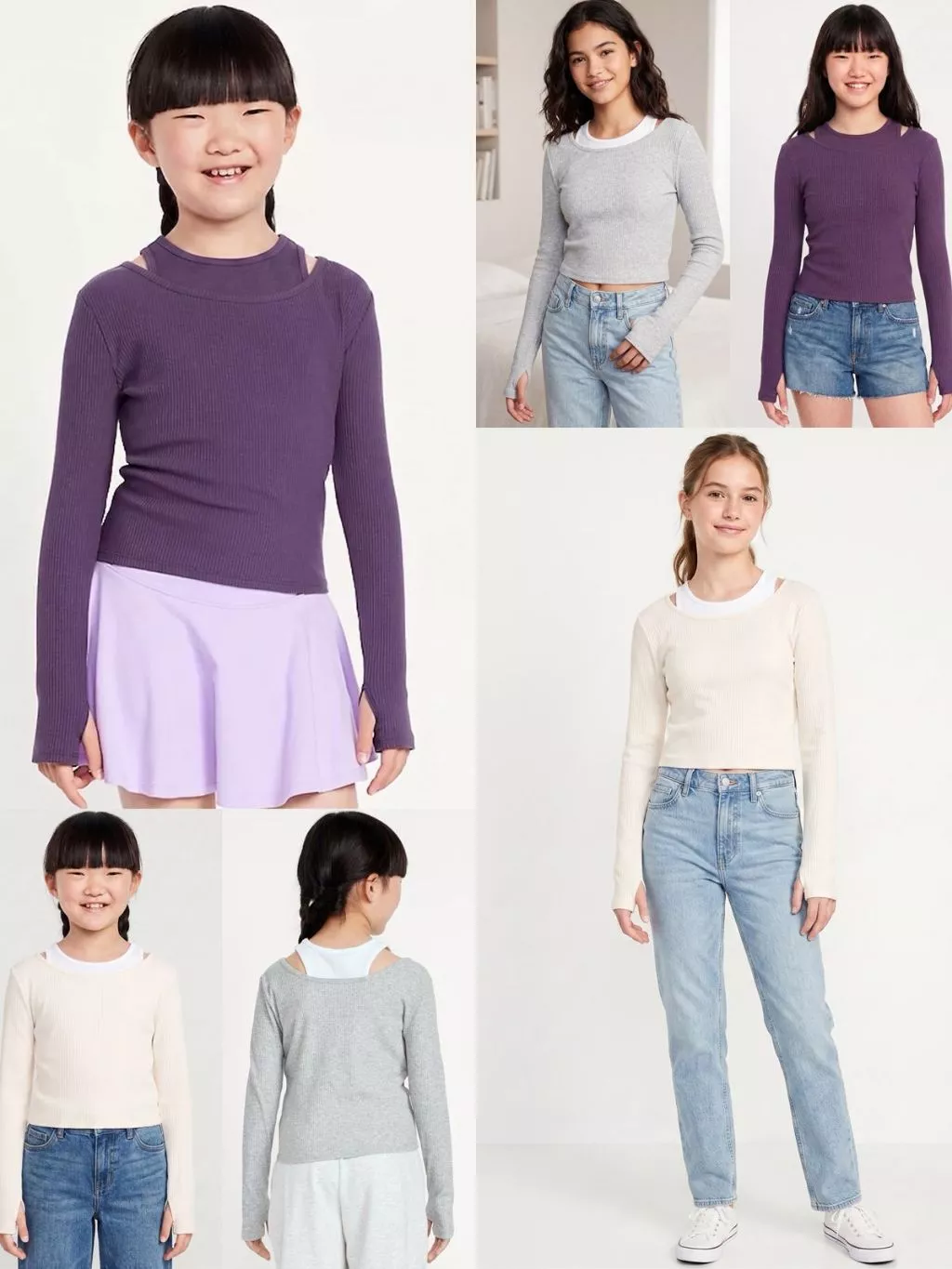Atasan Lengan Panjang Anak Junior ABG OLN 2-in-1 Ribbed Performance Top for Girls - 2438