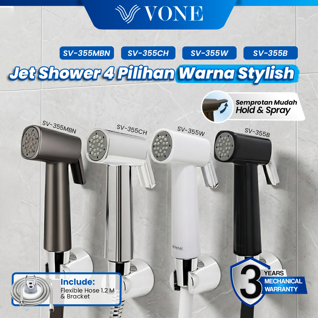 VONE Jet Shower Toilet Cebok Bidet WC Putih Hitam Matte Black Nickel Chrome SV-355