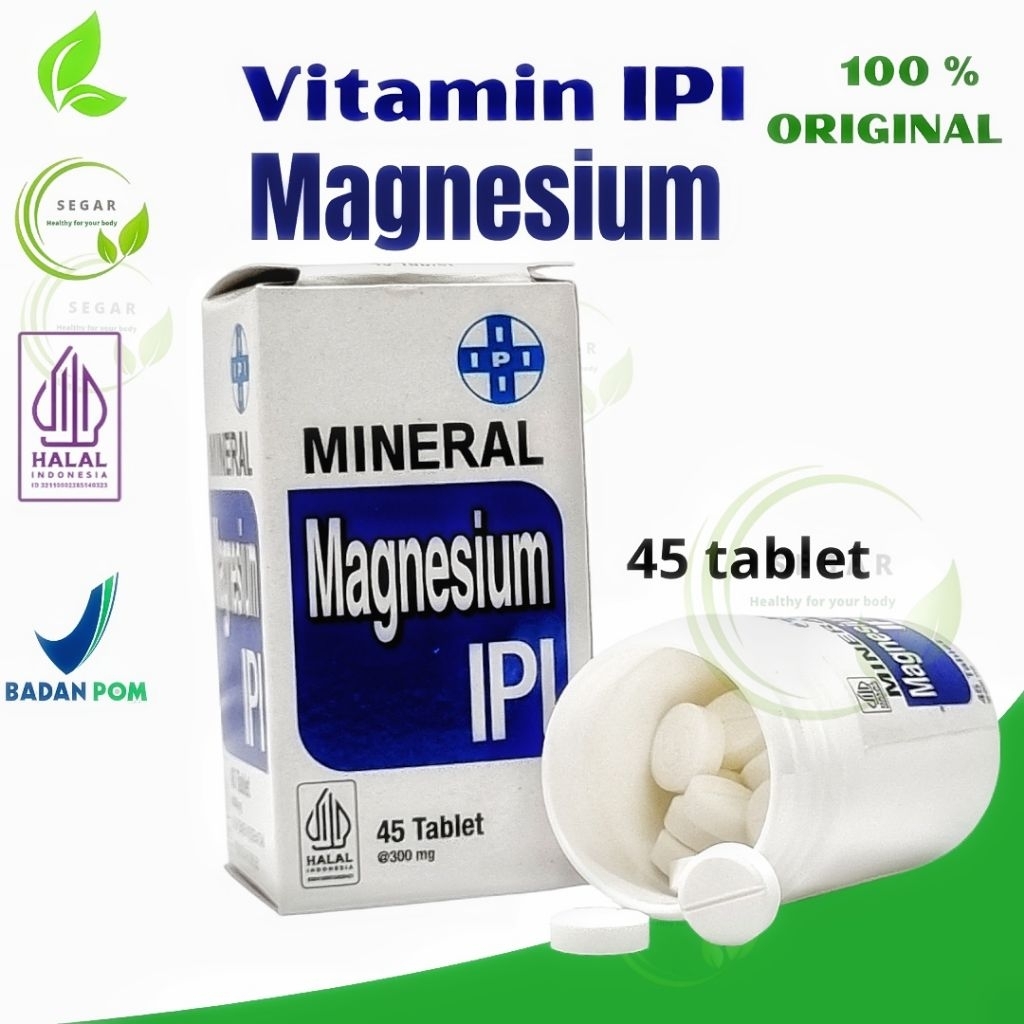 Jual Mineral Magnesium IPI 20mg 45 Tablet Memenuhi Kebutuhan Magnesium ...