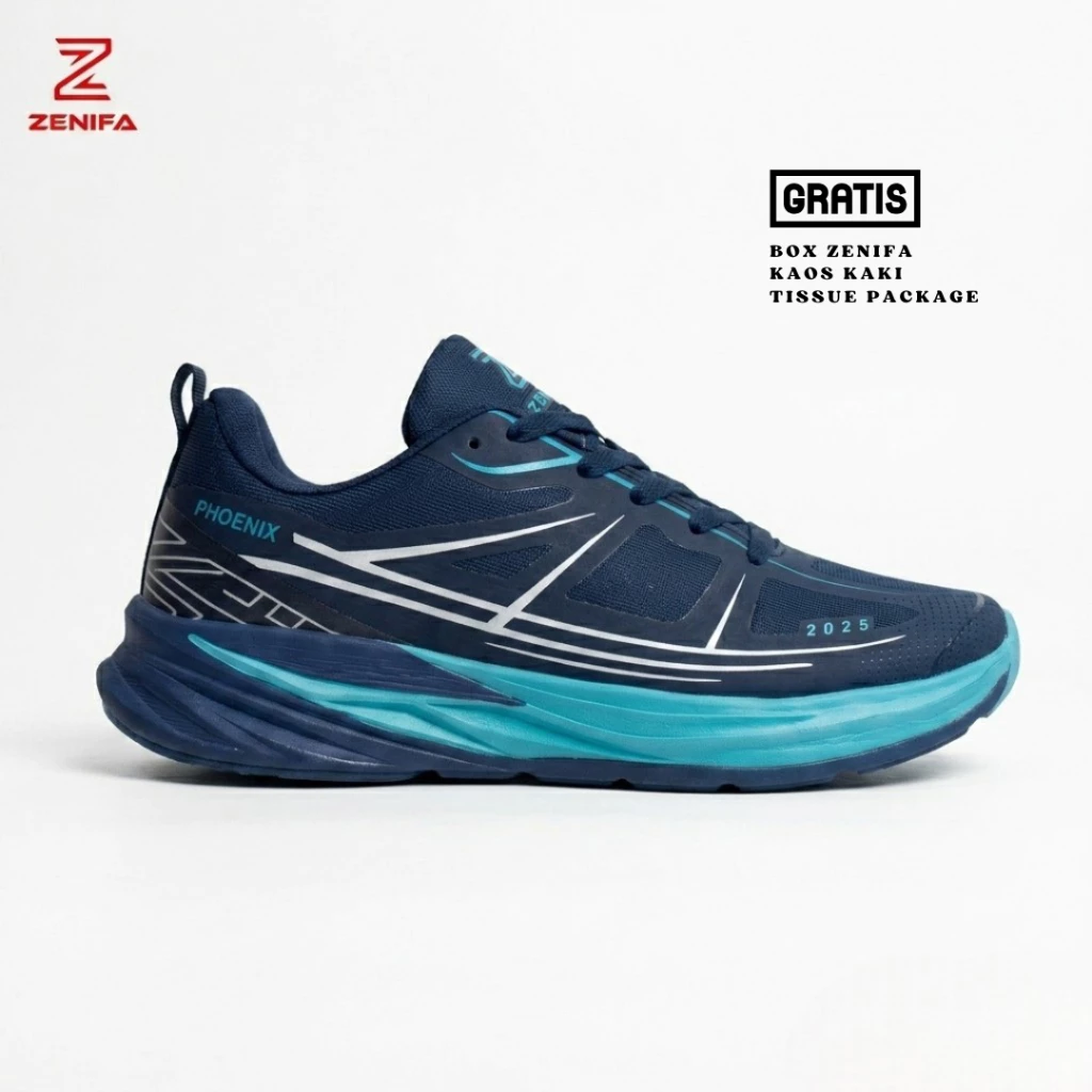 Zenifa Sepatu Running Pria Navy Slide 2