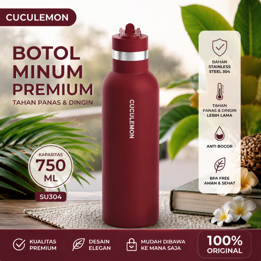 CucuLemon Tumbler Stainless Termos Tahan Panas Dingin 24 jam 1000ml Water Bottles