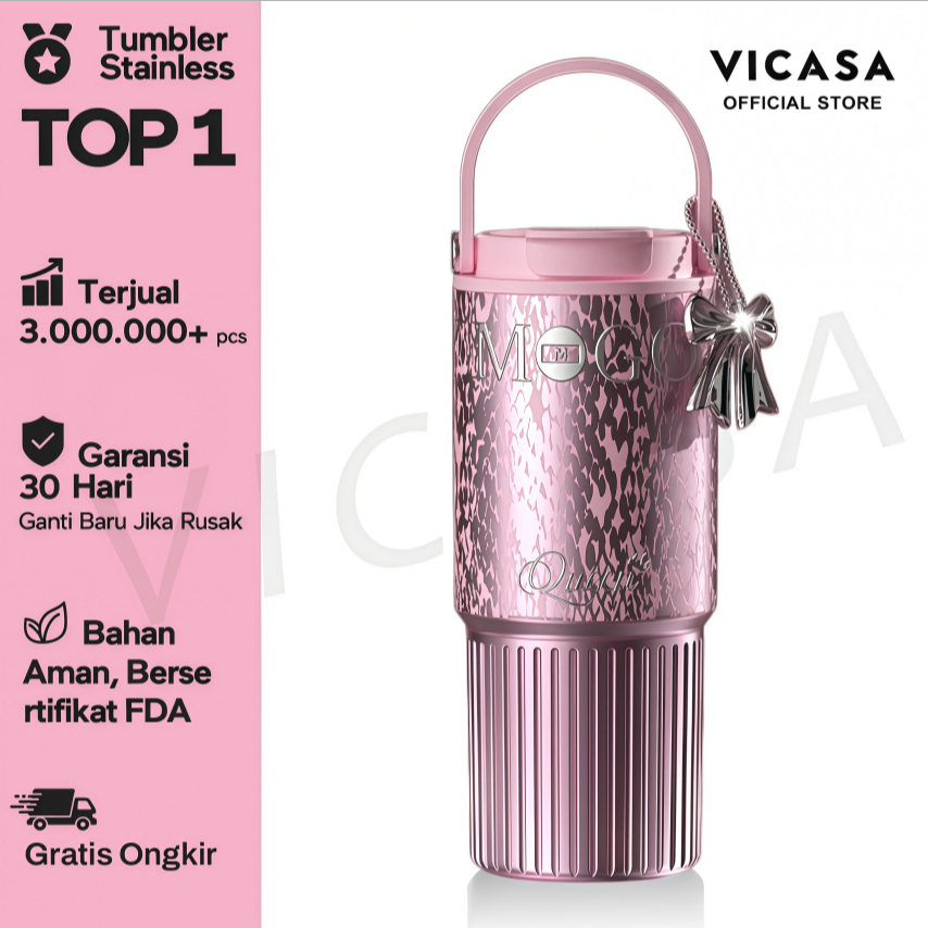 VICASA Stainless SUS316 750ml Tumbler dengan Pegangan Tangan  Tahan Dingin 24 Jam  Lapisan Keramik & Stainless Steel  Cangkir Kopi Kapasitas Besar
