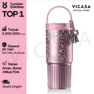 VICASA Stainless SUS316 750ml Tumbler dengan Pegangan Tangan  Tahan Dingin 24 Jam  Lapisan Keramik & Stainless Steel  Cangkir Kopi Kapasitas Besar