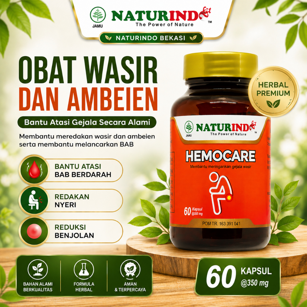 Obat Wasir dan Ambeien Bantu Atasi BAB Berdarah Redakan Benjolan Ambeyen Naturindo Herbal Hemocare