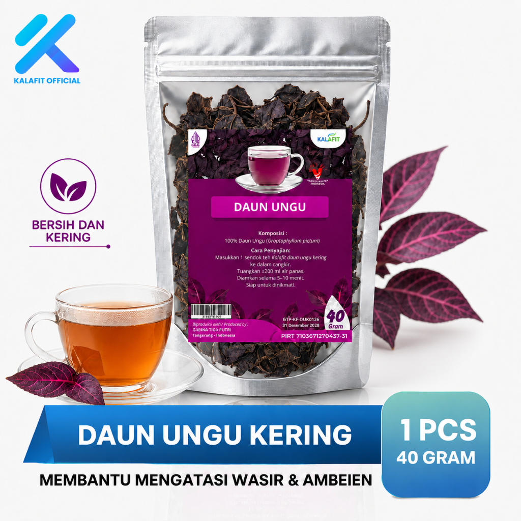 KALAFIT Daun Ungu Kering Obat Ambeien Wasir Herbal Alami Obat Ambeyen Tradisional Simplisia 40gr