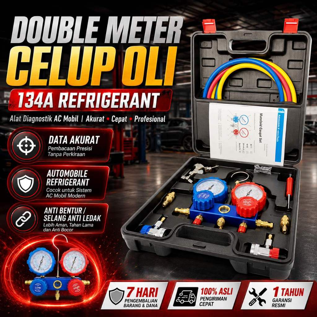 Jual Paket Komplit Isi AC Mobil R134a Double Manifold / Brass Double ...