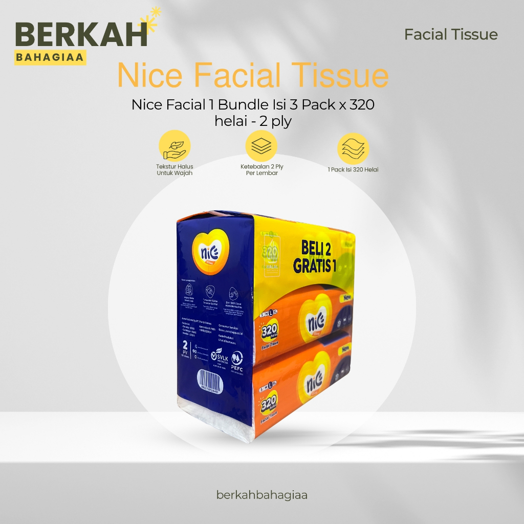 Jual ( 2 BUNDLE ) Nice 320 Helai Facial Tissue Isi 6 Pack Tisu Wajah ...