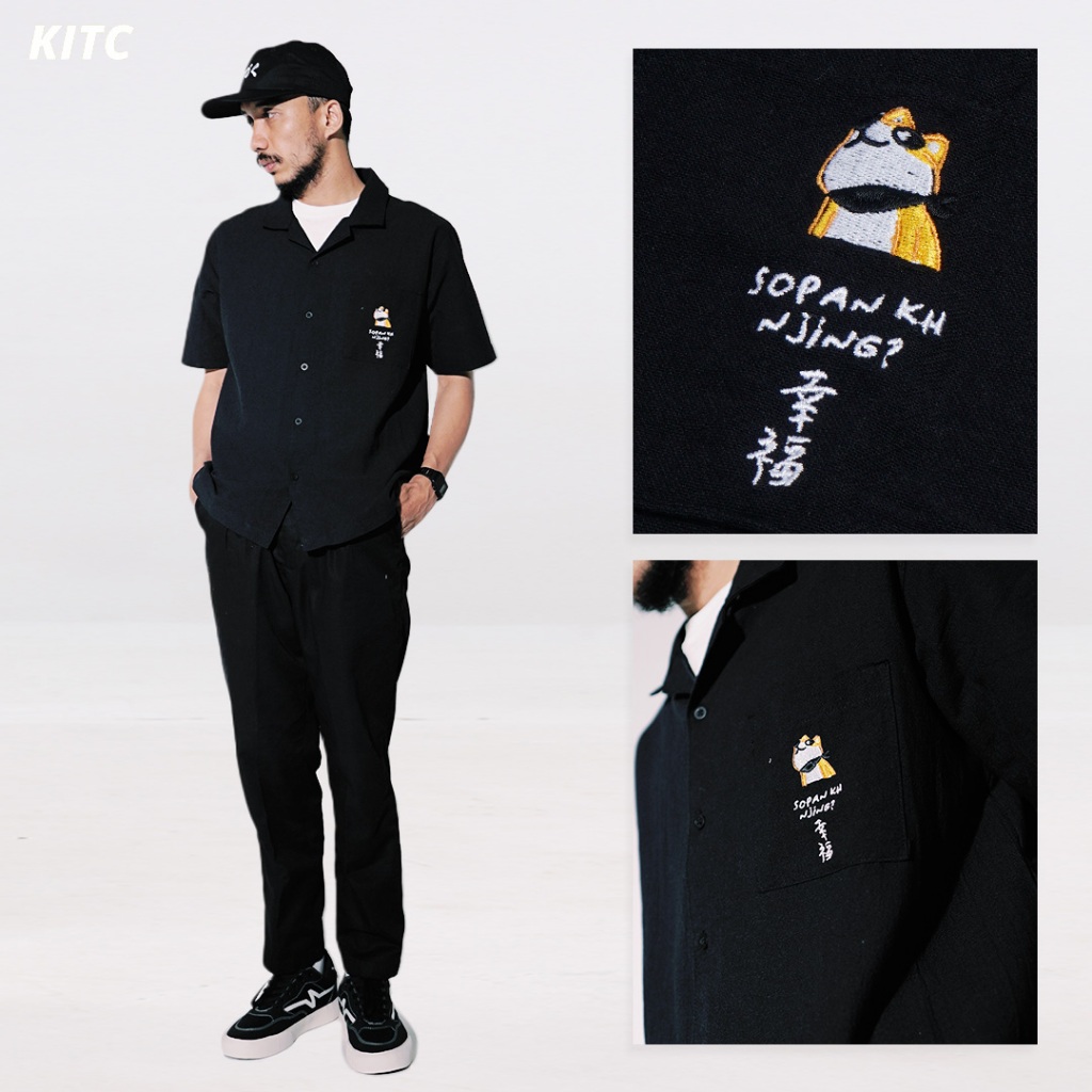 Jual KITC Kemeja Linen Unisex Sopan Kah Embroidery Shirt | Shopee Indonesia