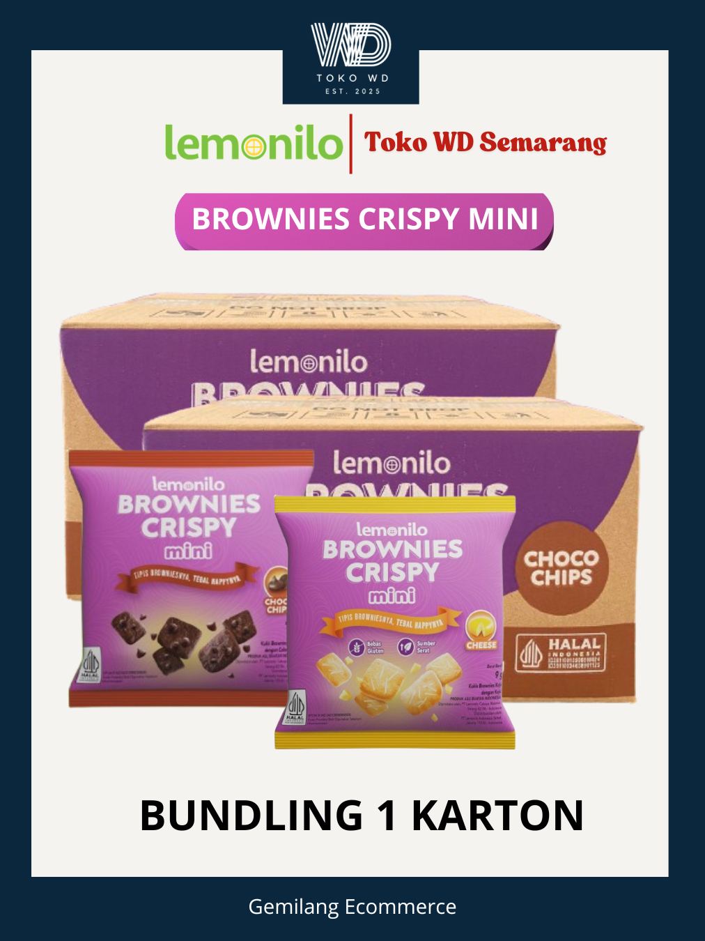 Jual Lemonilo Brownies Crispy Mini Renceng Bundling 1 Karton | Shopee ...