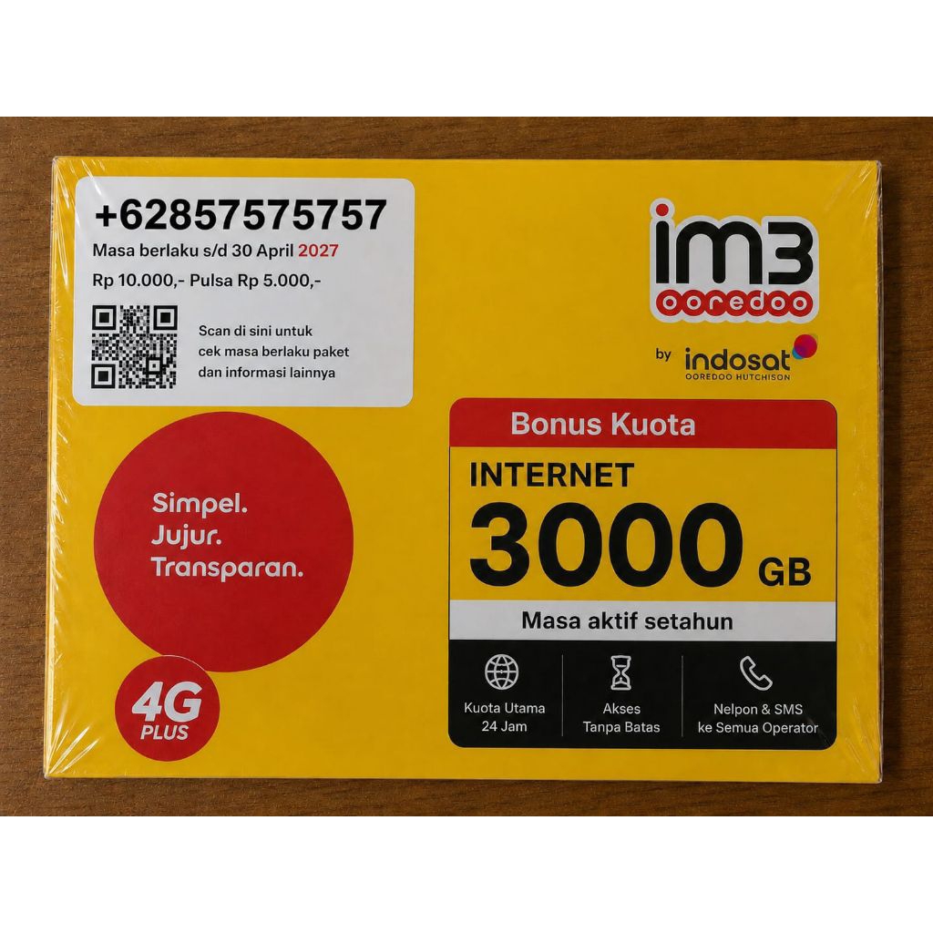 Jual Kartu SIM Indosat IM3 10 Digit - Bonus Kuota Internet 3000 GB ...