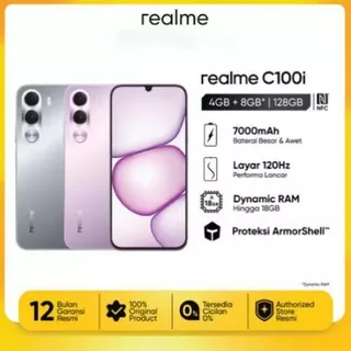 Realme C100i HP Baterai besar 7000mAh + Tahan debu & air IP64 + Layar refresh rate tinggi 120Hz + Tahan benturan standar militer