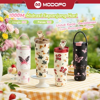 MODOFO Tumbler Tahan Panas Dingin 24 Jam 1 Liter Botol Minum Aesthetic Tambler Stainless Tumblr Termos Air Panas