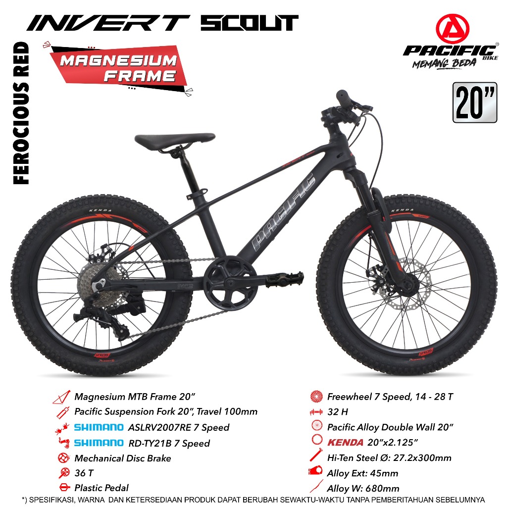 Jual Sepeda Gunung MTB PACIFIC INVERT SCOUT 20 Inch 7 Speed Rem Cakram ...