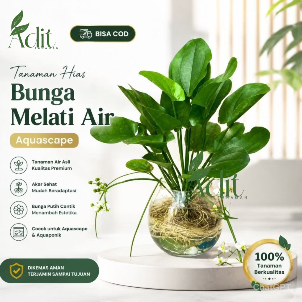 ( RIMBUN ) PROMO! Tanaman Hias Melati Air Tanaman Hidup Bunga Melati Air Aquascape Bunga Hias Melati Aer Tanaman Melati Air