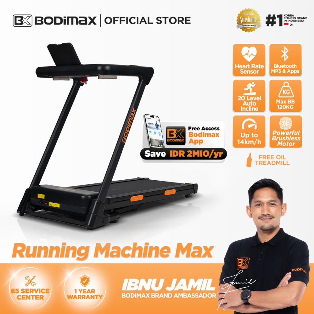 Jual BODIMAX RUNNING MACHINE MAX / FOLDING TREADMILL HIDROLIK / Auto ...