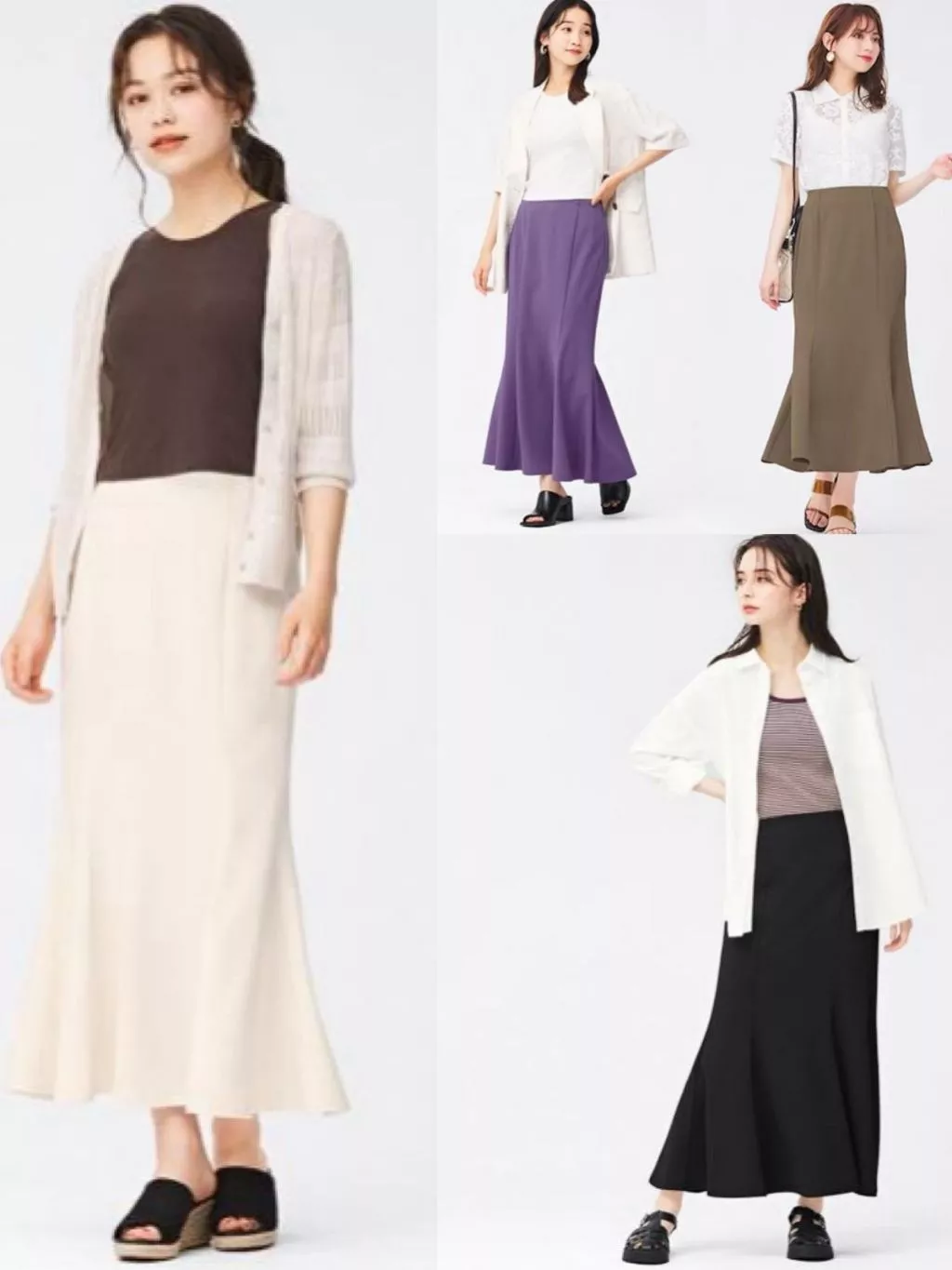 Rok Midi Wanita GU Cut And Sewn Mermaid Long Skirt - 2510