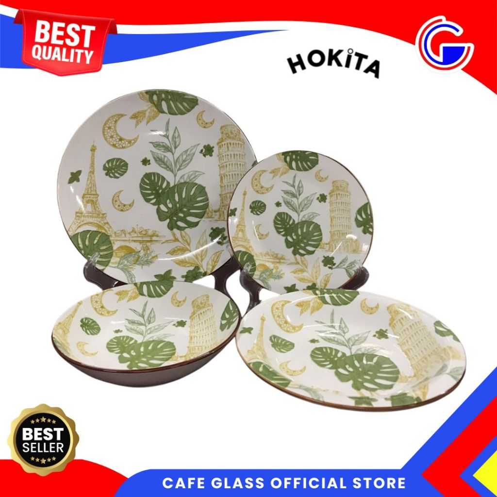 Dinner Set Keramik Hokita - Piring Keramik Cafe Cresscent Moon - Keramik Tableware Aesthetic