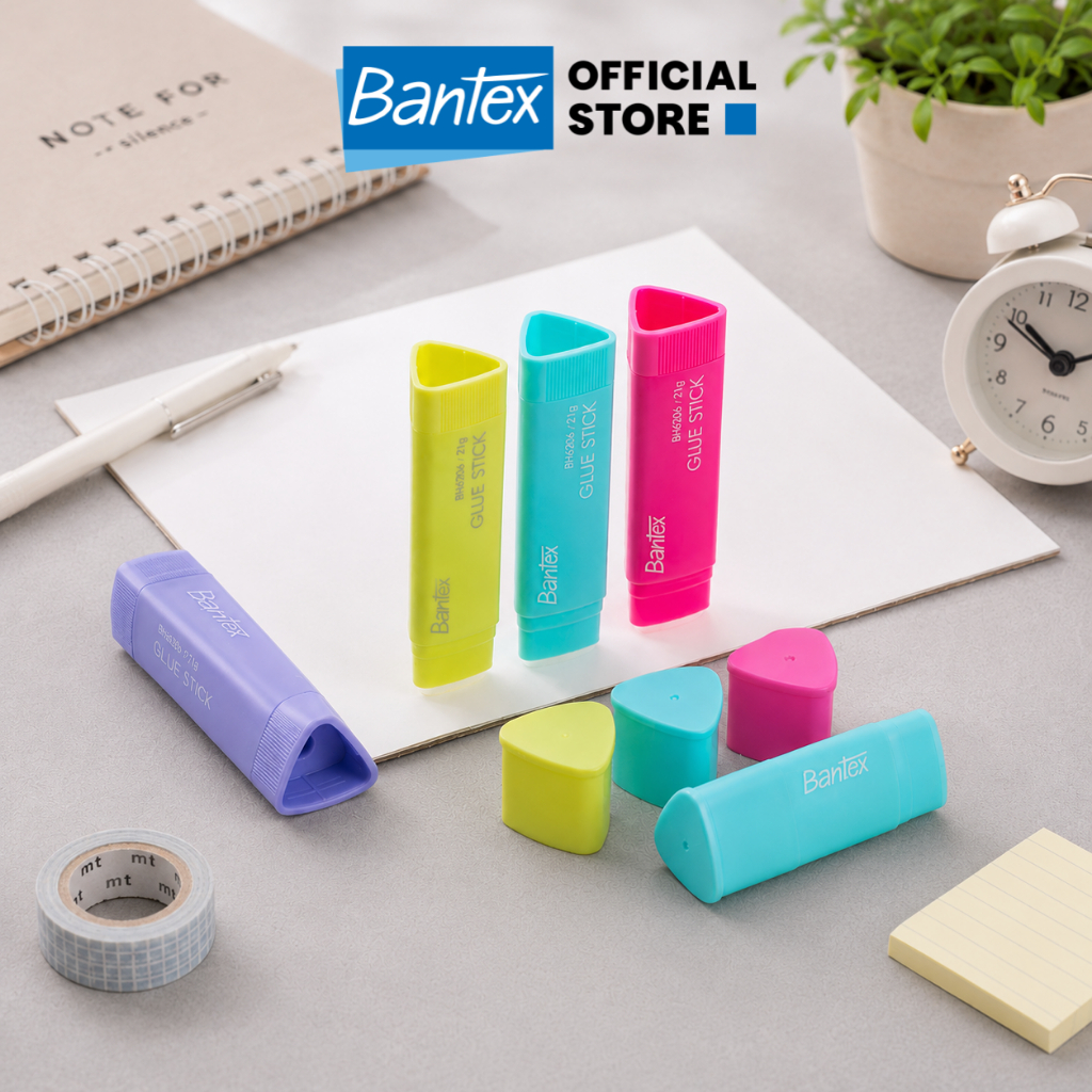 Bantex Glue Stick Aman Untuk Anak / Lem Stik Bentuk Segitiga Warna Pastel Aesthetic
