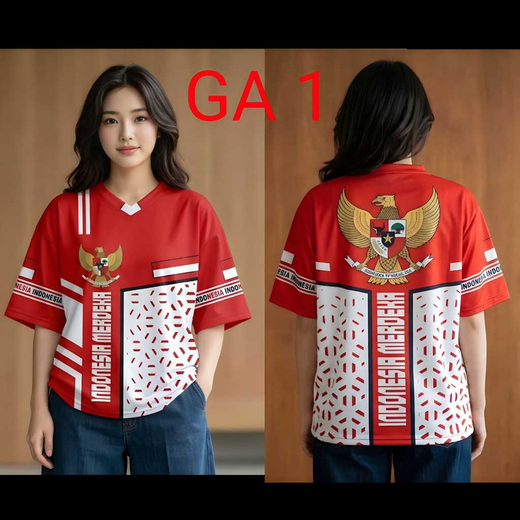 KAOS PRIA & WANITA DIRGAHAYU KEMERDEKAAN 17 AGUSTUS JERSEY PRINTING LENGAN PENDEK & PANJANG