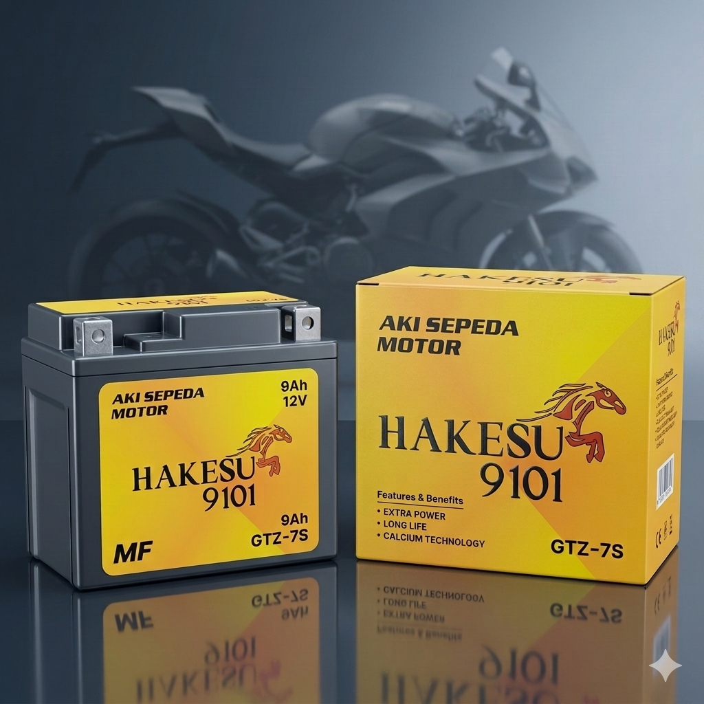 Aki Motor Kering HAKESU 9101  GTZ-7S/YTZ7S/GTZ6V 12V 7Ah  Sepeda Motor Vario/Beat/Genio/Adv160/PCX150 Bebas Perawatan
