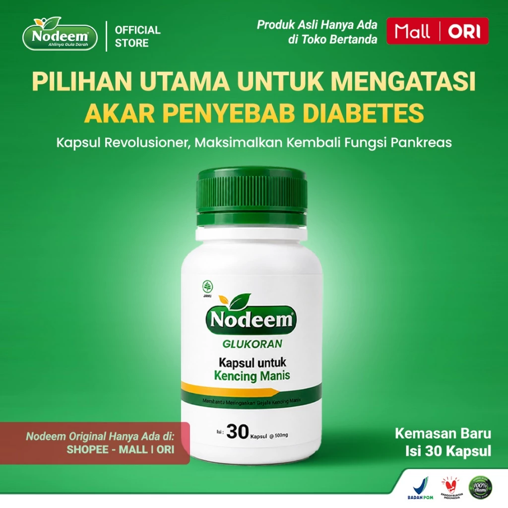 NODEEM Glukoran - Kapsul Untuk Diabetes / Kencing Manis - Bantu Kendalikan Diabetes Secara Alami - foto 1