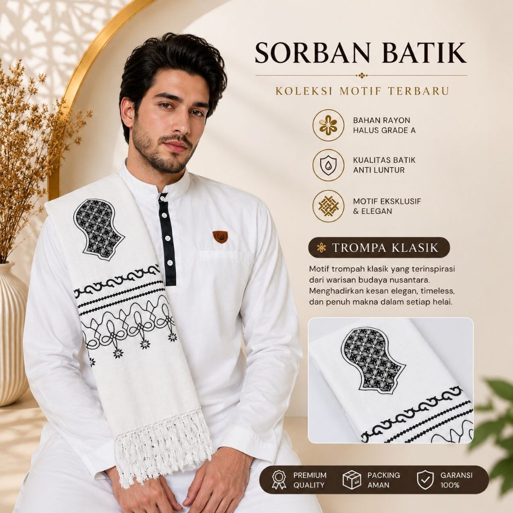 Jual Surban Batik Khasmir Motif Trompa | Sorban Rida Kembang Trompa ...