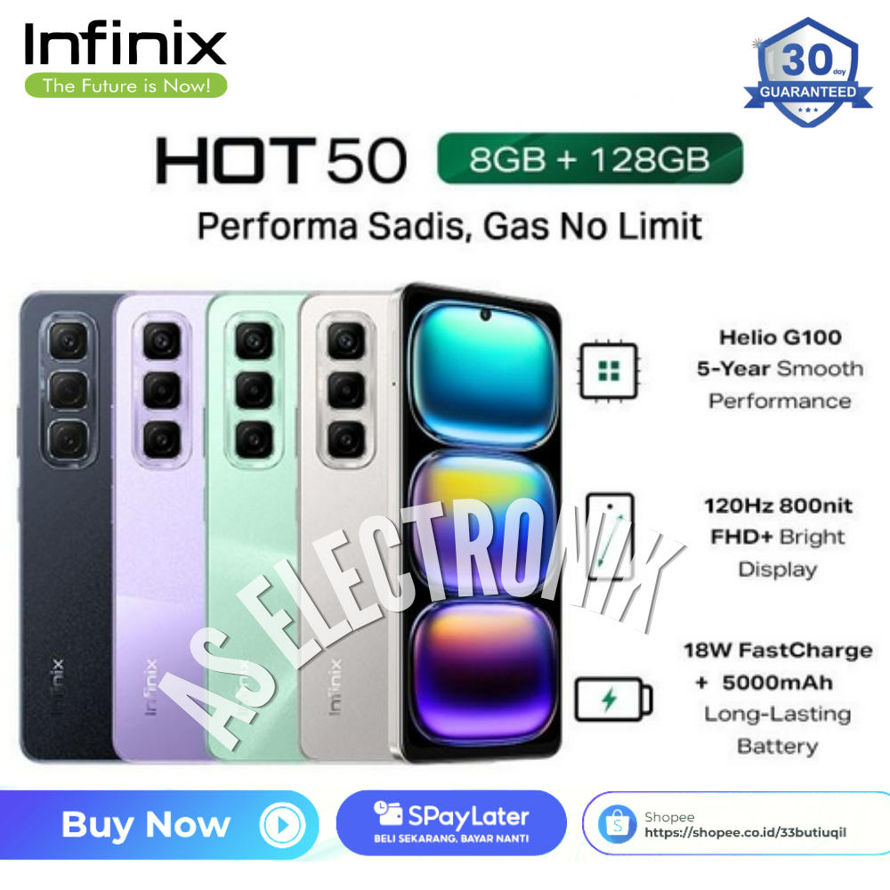 New Entry Infinix Hot 50 - XOS 14.5 Powered by Android™14 - Helio G100 - 6GB/8GB // 256GB/128GB