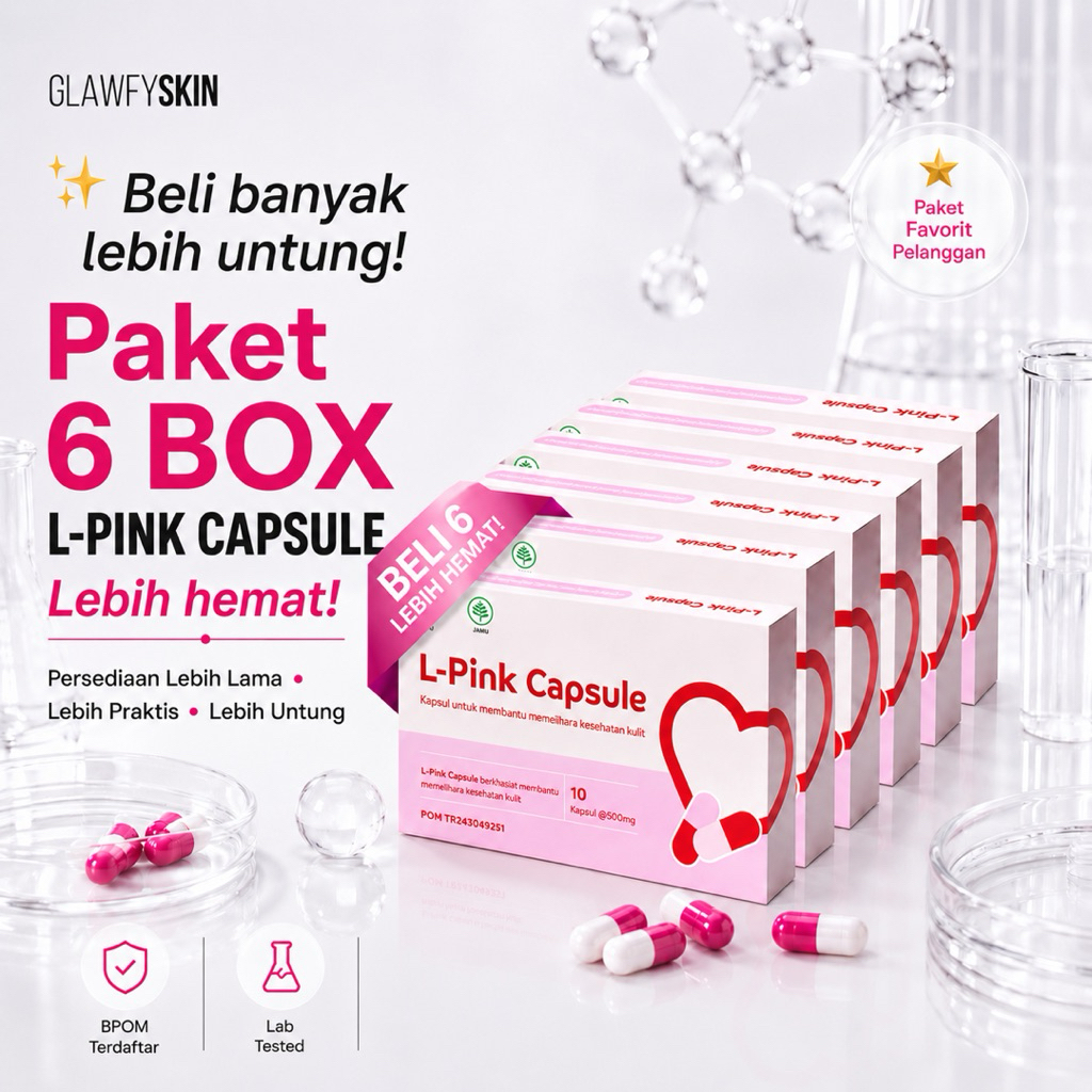 Jual Glawfyskin [ 6 BOX ] L-Pink Capsule | Suplemen Kulit | Booster ...
