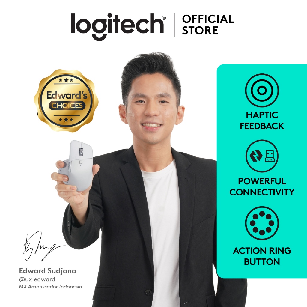 Logitech MX Master 4 - FOR MAC, Mouse Wireless Ergonomis dengan Feedback Haptik Berkinerja Tinggi, Scrolling Ultra Cepat, Pengisian Daya USB-C, Blueto