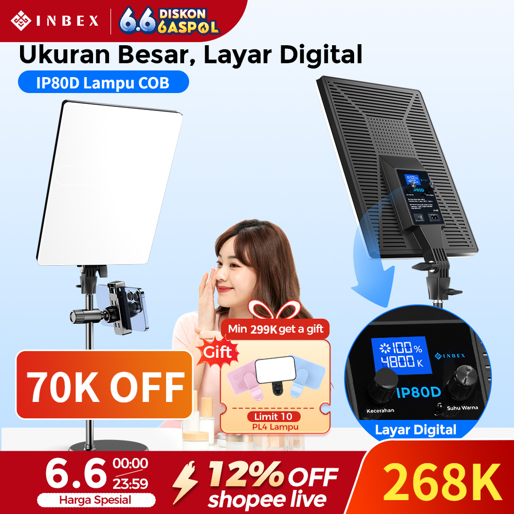 Jual Siap INBEX IP80D 80W lighting Studio Pembuatan Konten LED ...
