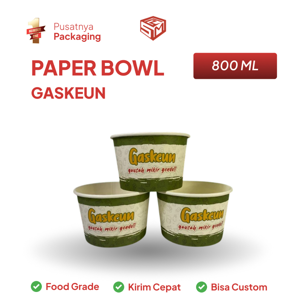Jual Paper Bowl 800 ml | Isi 50 Pcs | Motif Gaskeun | Rice Bowl ...