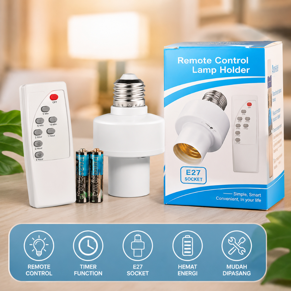 Jual Fitting Lampu E27 Smart Remote Control Wireless Timer Otomatis ...