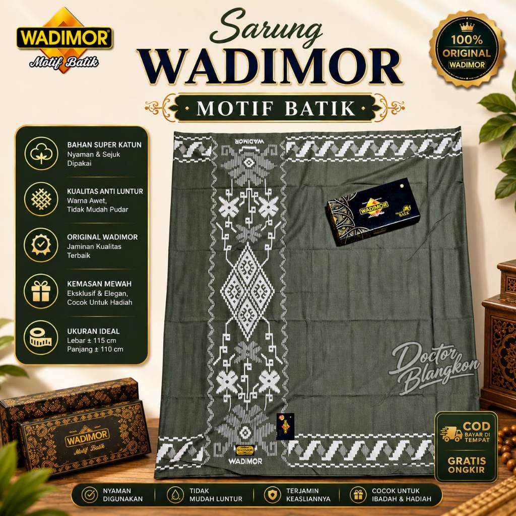 Grosir Sarung Wadimor | Sarung Wadimor Bali 555 | Sarung Pria Batik Hitam
