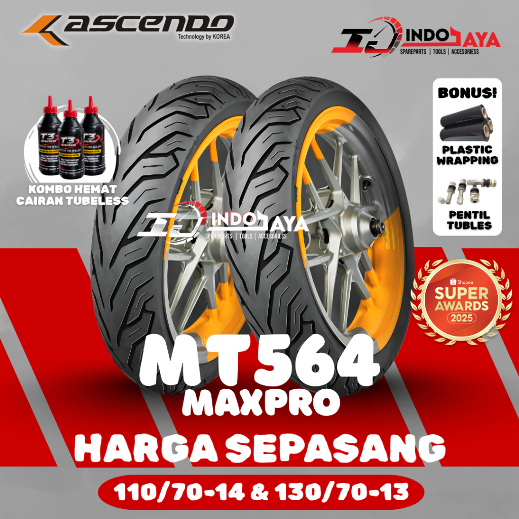 Jual [HARGA SEPASANG] BAN ASCENDO MT564 MAX PRO TUBELESS RING 13 14 ...