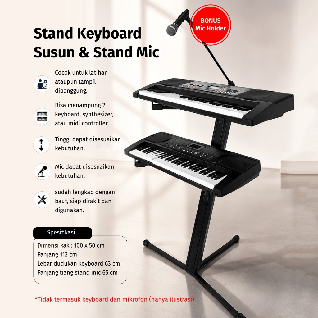 Jual Stand Keyboard 2 Susun Tingkat Tiang Rak LK-509 | Shopee Indonesia