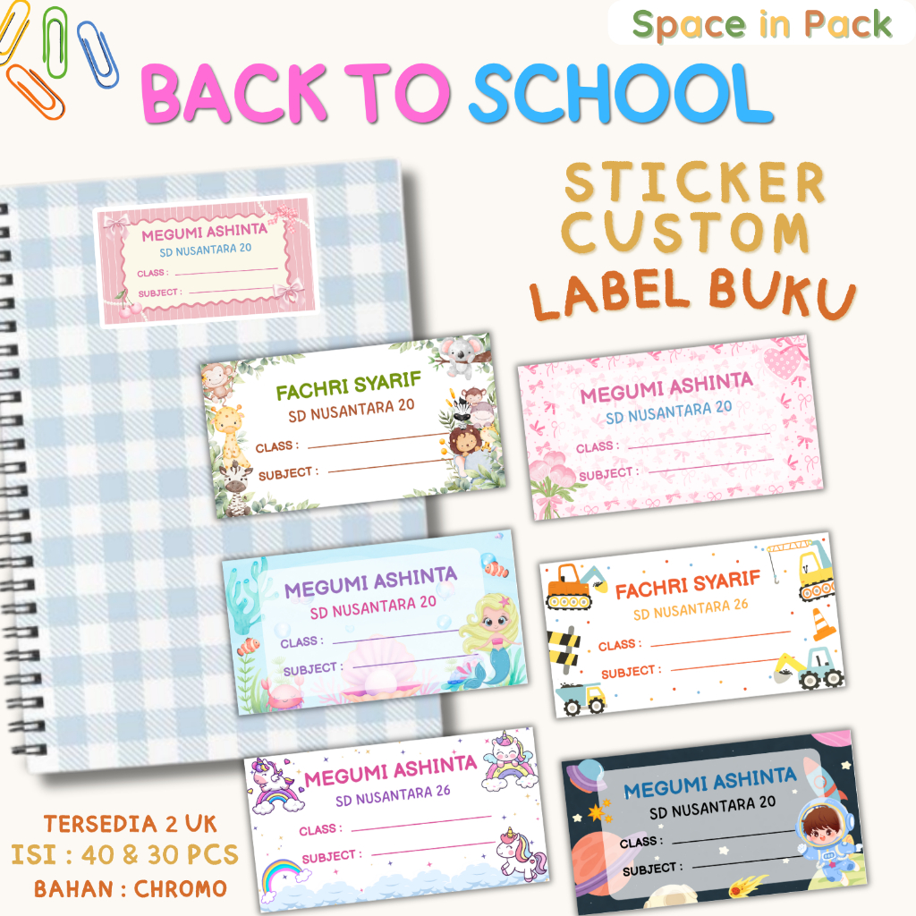 Jual 44 Pcs Sticker Nama Buku Tulis / Sticker Label Nama Custom ...