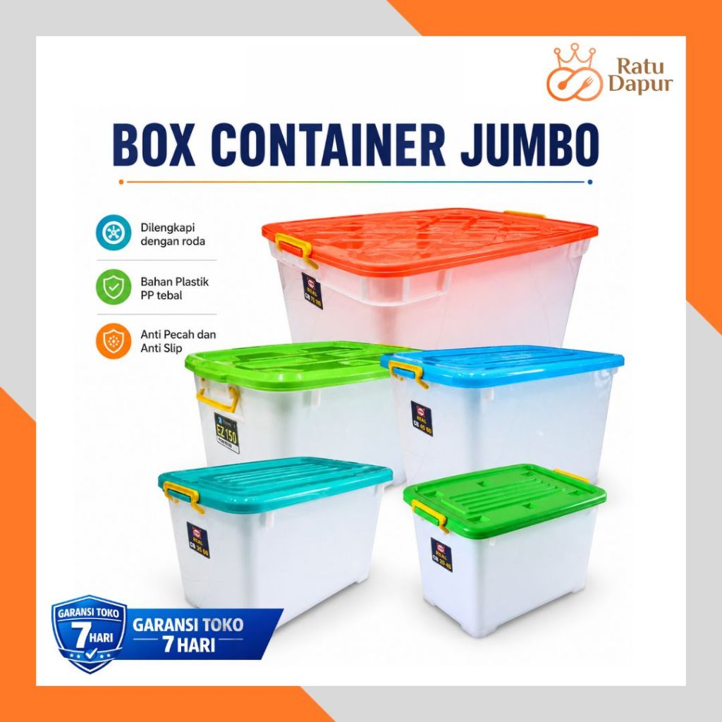 Jual Container Box Jumbo Kotak Penyimpanan Plastik Serbaguna 82L ~ 200L ...