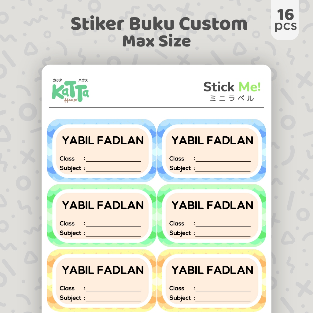 Jual Stiker Nama Buku Custom | Sticker Mapel Sekolah | Label Nama ...
