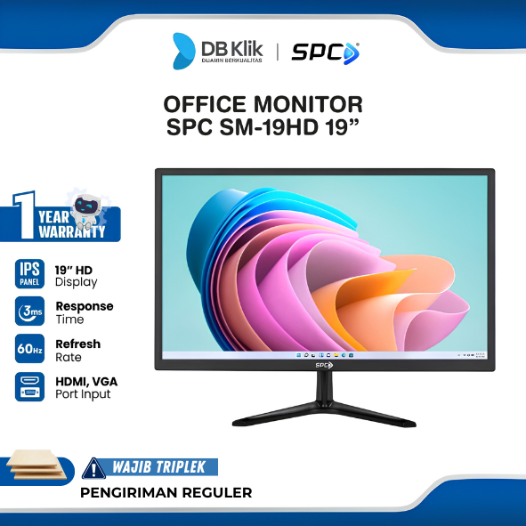 SPC LED Monitor Office SM-19HD 19" TN HD+ 60hz 3ms HDMI VGA