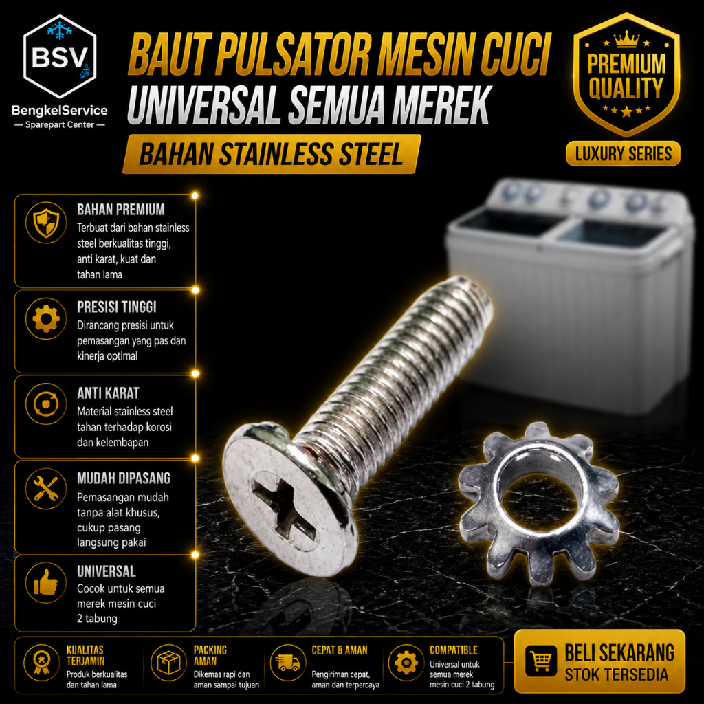 Jual Baut Pulsator Mesin Cuci 2 Tabung Ring Stainless Steal Pulsator ...