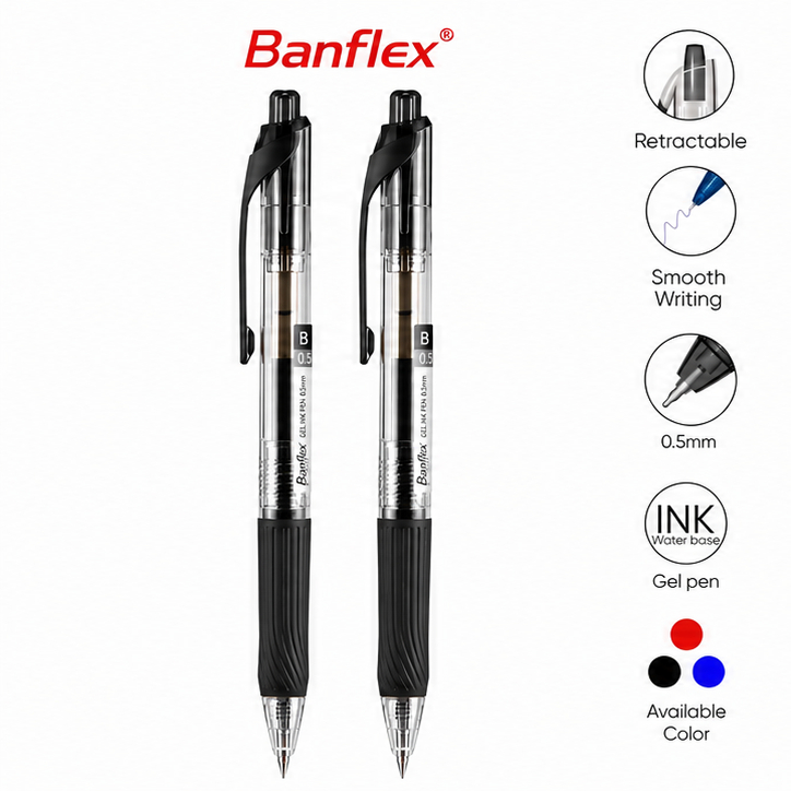 Bantex Pulpen Gel Warna Warni / Colorful Gel Pen 0.5mm Soft Rubber Grip Metal Clip BG111X (7)