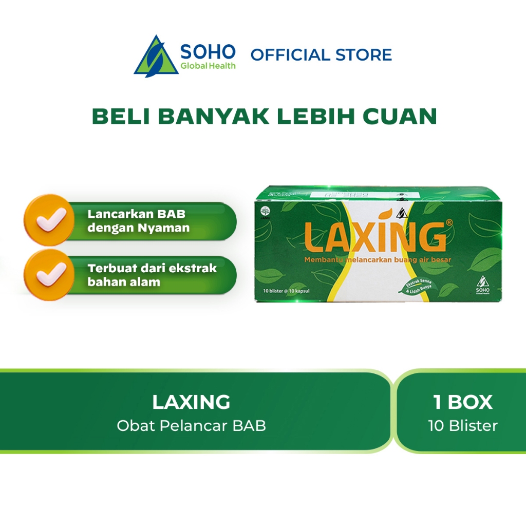 Laxing Pelancar BAB Herbal alami  / Sembelit / Begah / Konstipasi  1 Box Isi 10 Blister