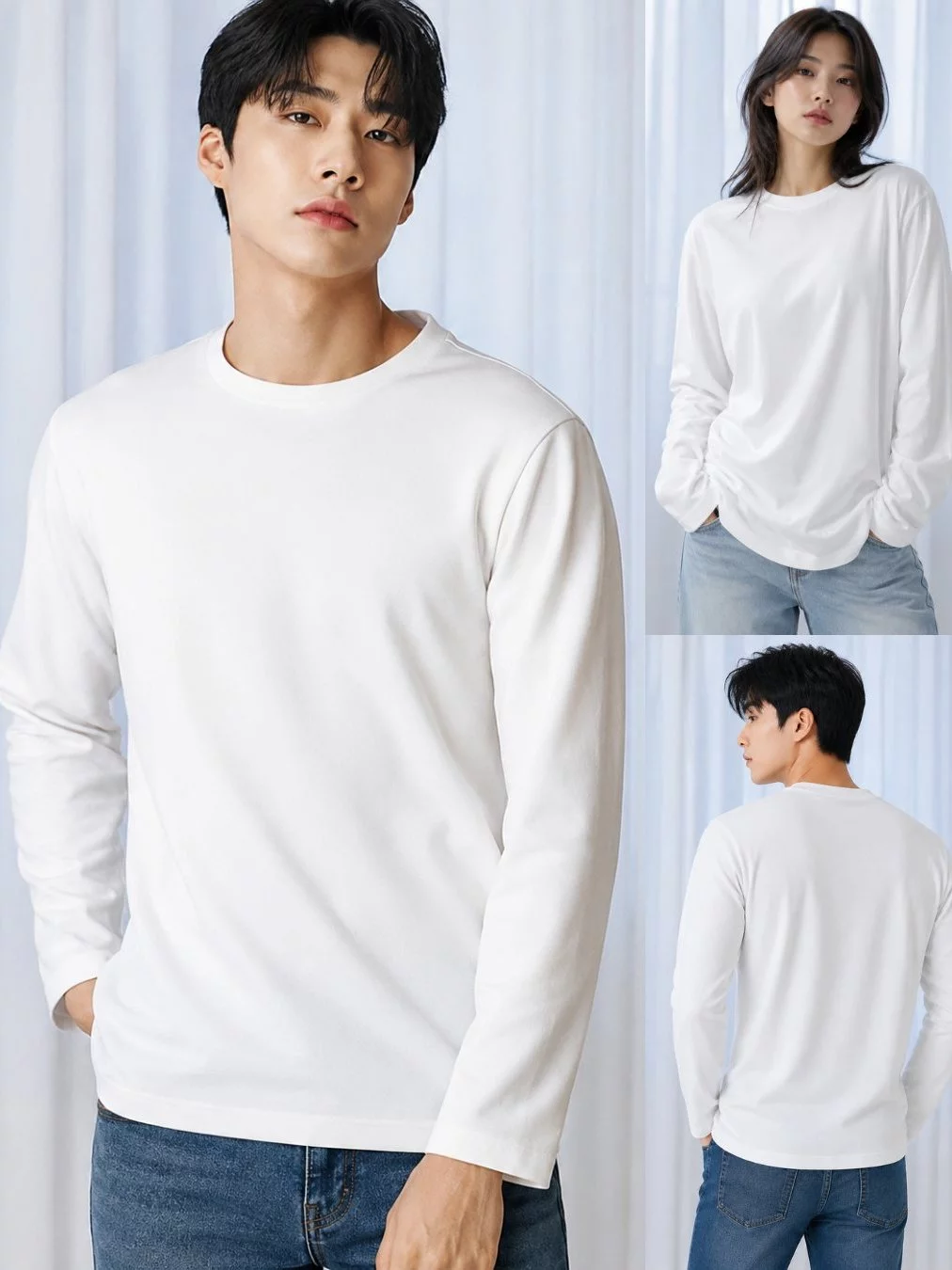Kaos Lengan Panjang Unisex Pria Wanita PRM Crew-Neck Long-Sleeve Tee - 2690