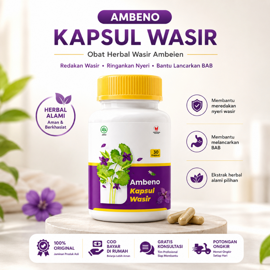 AMBENO Kapsul Asli Original Mengatasi Benjolan Ambeyen dan Wasir Paling Ambuh