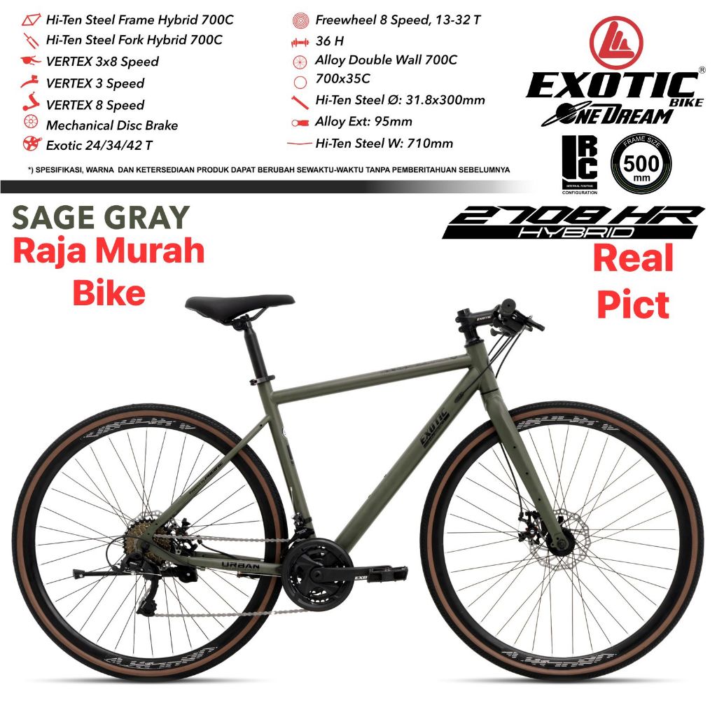 Sepeda Hybrid RoadBike Exotic ET 2708 HR Sepeda 700C Hybrid Exotic 2708 HR 3x8 Speed
