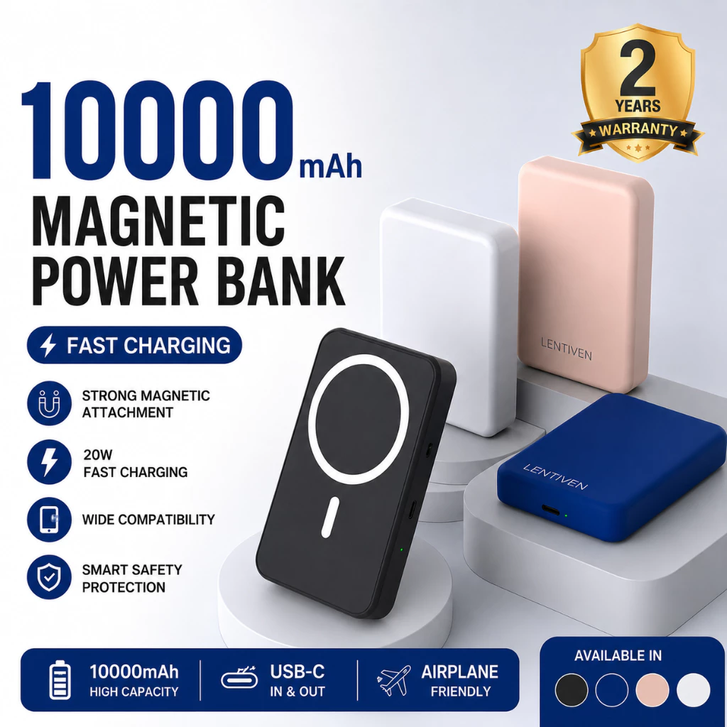 WANKEI LENTIVEN Powerbank Wireless 10000Mah Mini Fast Charging Magsafe Magnetic 20W For Iphone Garansi 2 Tahun WXX27