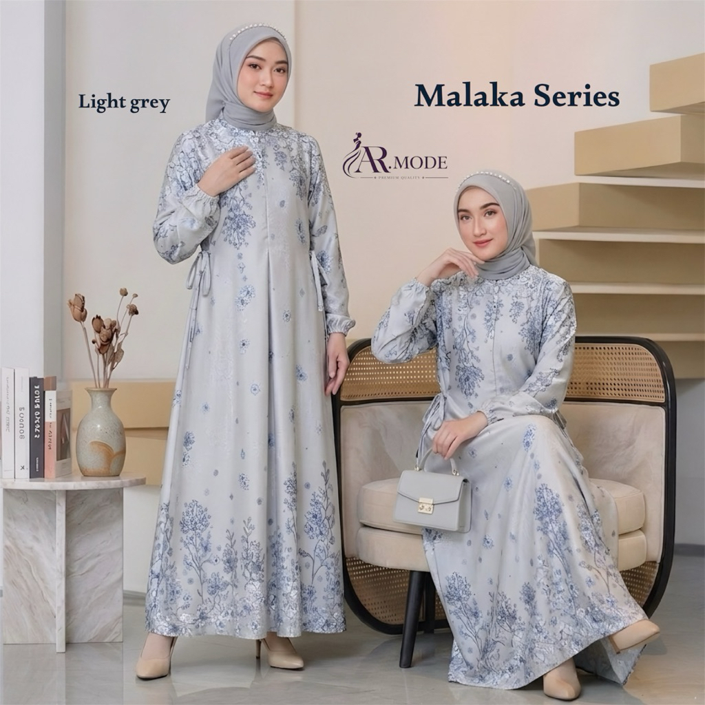 Gamis Silk MALAKA MEDINA Motif Ukuran Ready M.L.XL.4L.dan 6L
