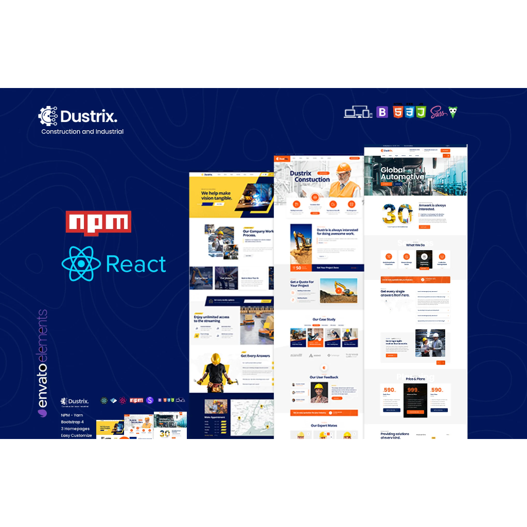 Dustrix – Template Website React JS untuk Factory & Industrial Business