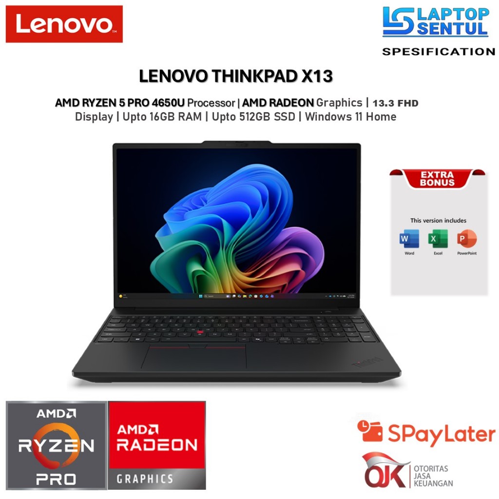Jual Laptop Gaming Lenovo ThinkPad X13 AMD Ryzen 5 Pro RAM 8GB